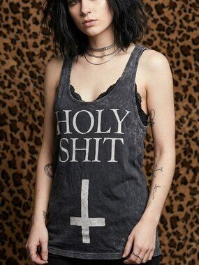 Disturbia Women's Black and Grey Tank